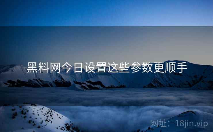 黑料网今日设置这些参数更顺手  第1张